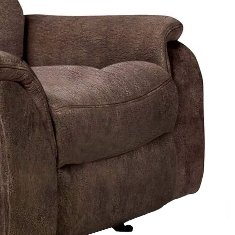 Heny Manual Glider Recliner Chair, Plush Dark Brown Pillow Top Arms
