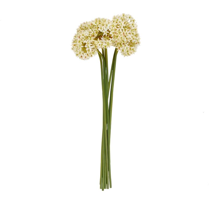 White Polyester Tall Allium Artificial Flower Stem (Set of 8)