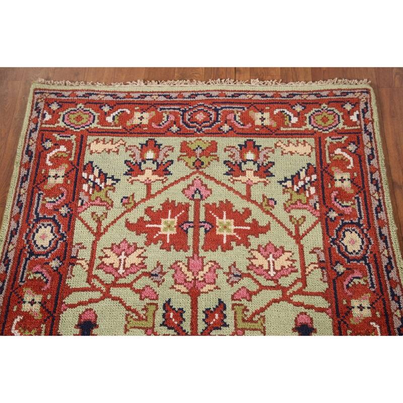 Light Green Heriz-Serapi Oriental Accent Rug Handmade Wool Carpet - 2'11"x 4'11"