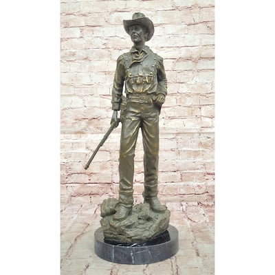 Bronze Cowboy With Rifle Statue - Western Sculpture Decor