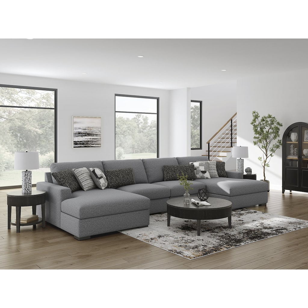 Signature Design by Ashley Bealton Gray 4-Piece Sectional with Double Chaise - 182" W x 69" D x 41" H