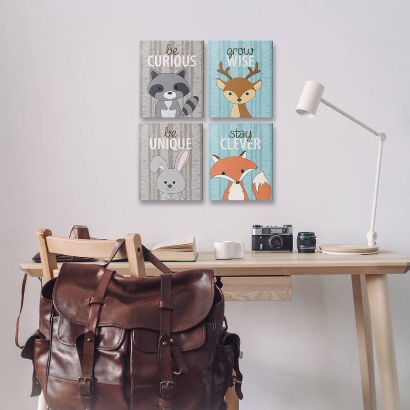 Stupell Inspiring Whimsical Animals Canvas Wall Art Design By Kim Allen (Set of 4)