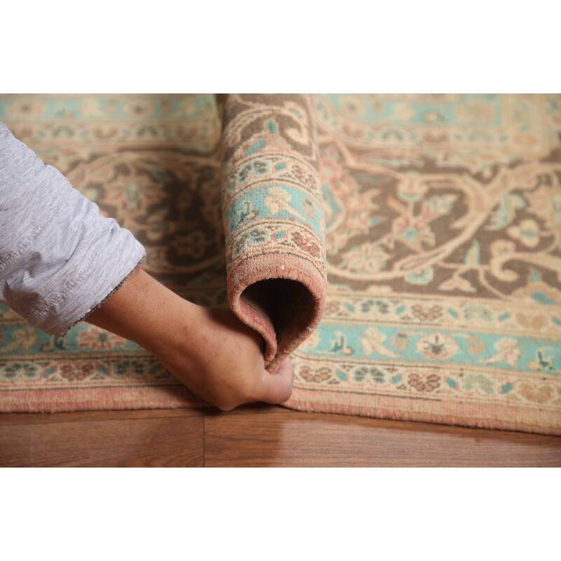 Hand Knotted Oriental 100% Wool Carpet Traditional Floral Coral Mashad Area Rug - 13' 0'' X 9' 5''