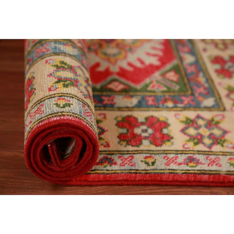 Traditional / Geometric Kazak Foyer Rug Handmade Wool Carpet - 2'7"x 4'0"