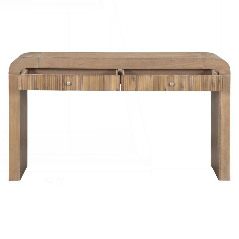 Rustic Console Table with Fluted Drawer Front