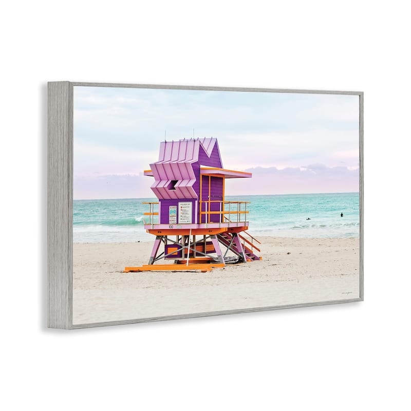 Stupell Purple Lifeguard Building Framed Giclee Art Design By Seven Trees Design