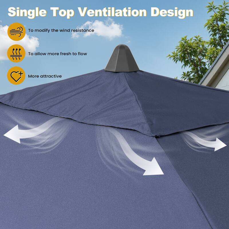 VredHom 9 x 5 FT Outdoor Patio Market Umbrella