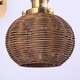 preview thumbnail 10 of 10, Brass Globe Rattan 1-Light Wall Sconce Wall Light