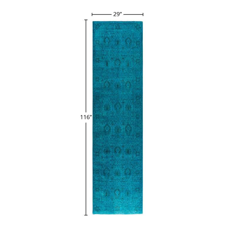Contemporary Overdyed Wool Hand Knotted Runner - 2' 5" x 9' 8"