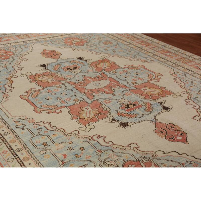 Vegetable Dye Heriz Serapi Rug Hand-Knotted Oriental Wool Carpet - 10'2"x 12'5"
