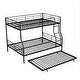 preview thumbnail 5 of 7, Black Full XL Over Queen Metal Bunk Bed with Trundle and Full-Length Guardrail, Convertible to Two Beds