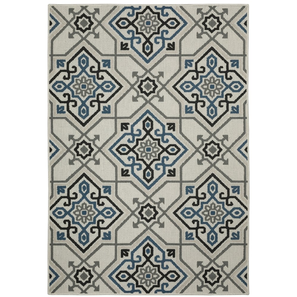 Vista Home Talcot Medallion Grey/Teal Indoor-Outdoor Rug