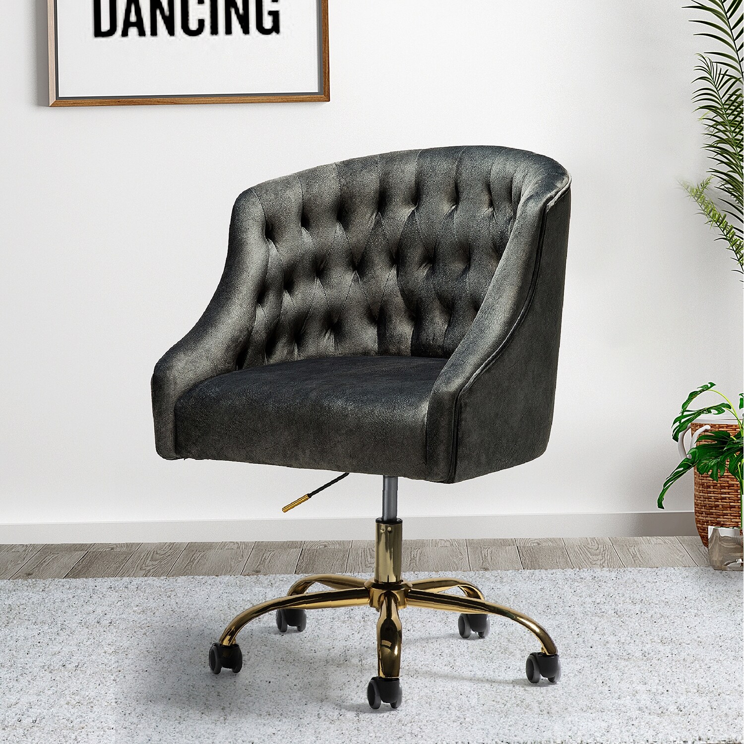 Lydia Button tufted Velvet Task Chair by HULALA HOME On Sale