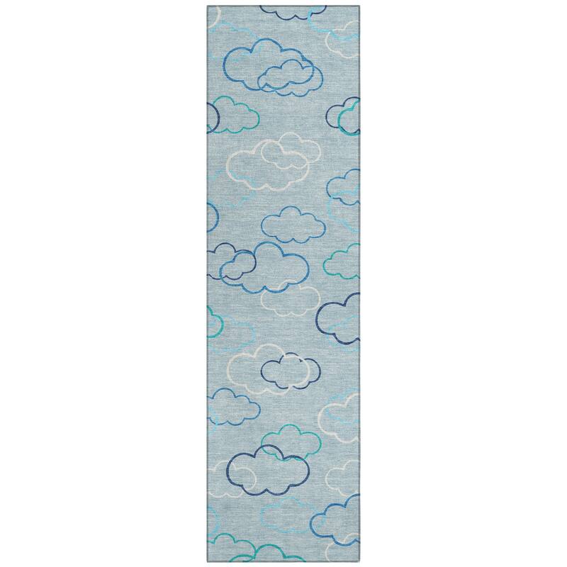 Machine Washable Indoor/ Outdoor Modern Clouds Chantille Rug
