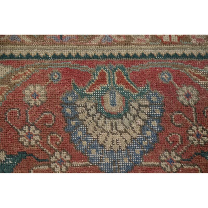 Hand Knotted Oriental 100% Wool Carpet Traditional Floral Pink Tabriz Area Rug - 12' 10'' X 9' 7''