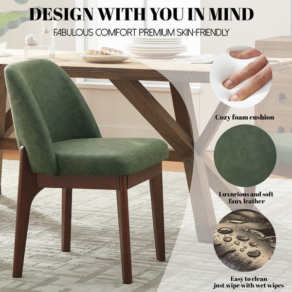 set of 2 upholstered side chairs with wooden legs, suitable for