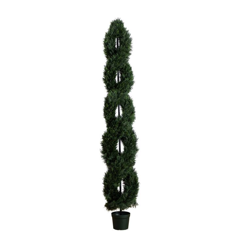 Double Spiral Pond Cypress Artificial Topiary Tree - 8'