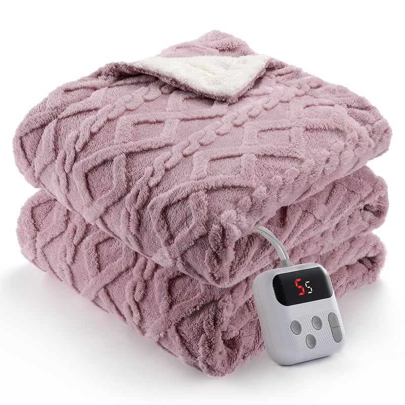 Heated Blanket with 10 Heating Levels and Time Settings, Machine Washable - Dusty Pink - Full72"*84"