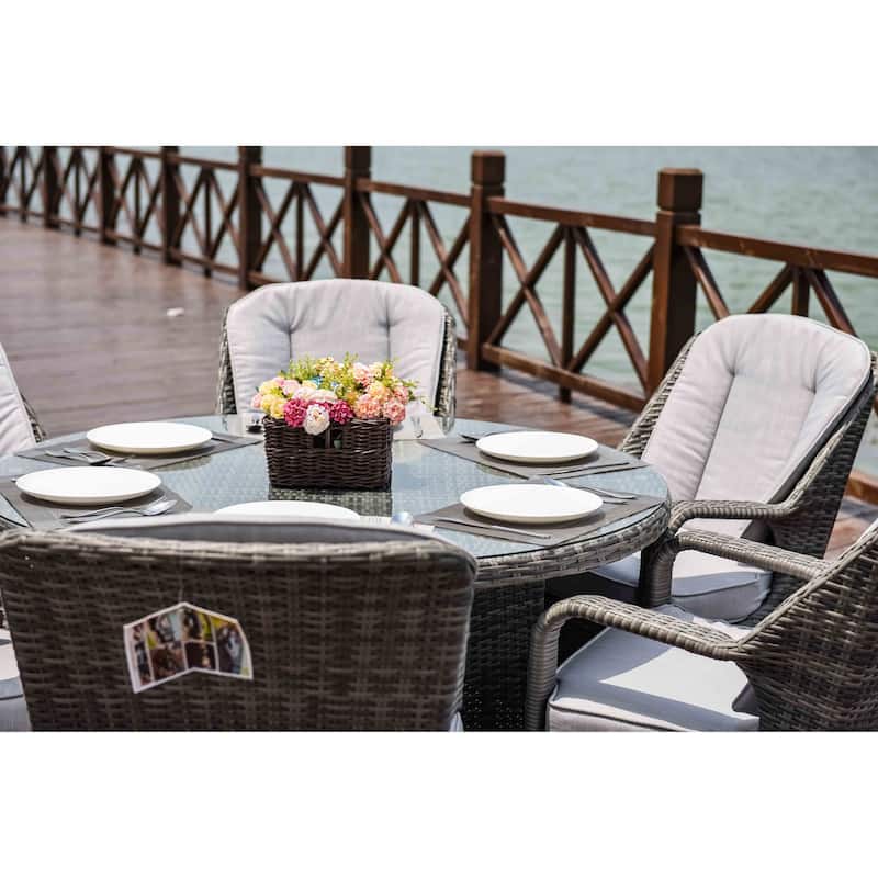 7-piece Outdoor Dining Set Round Table with Chairs