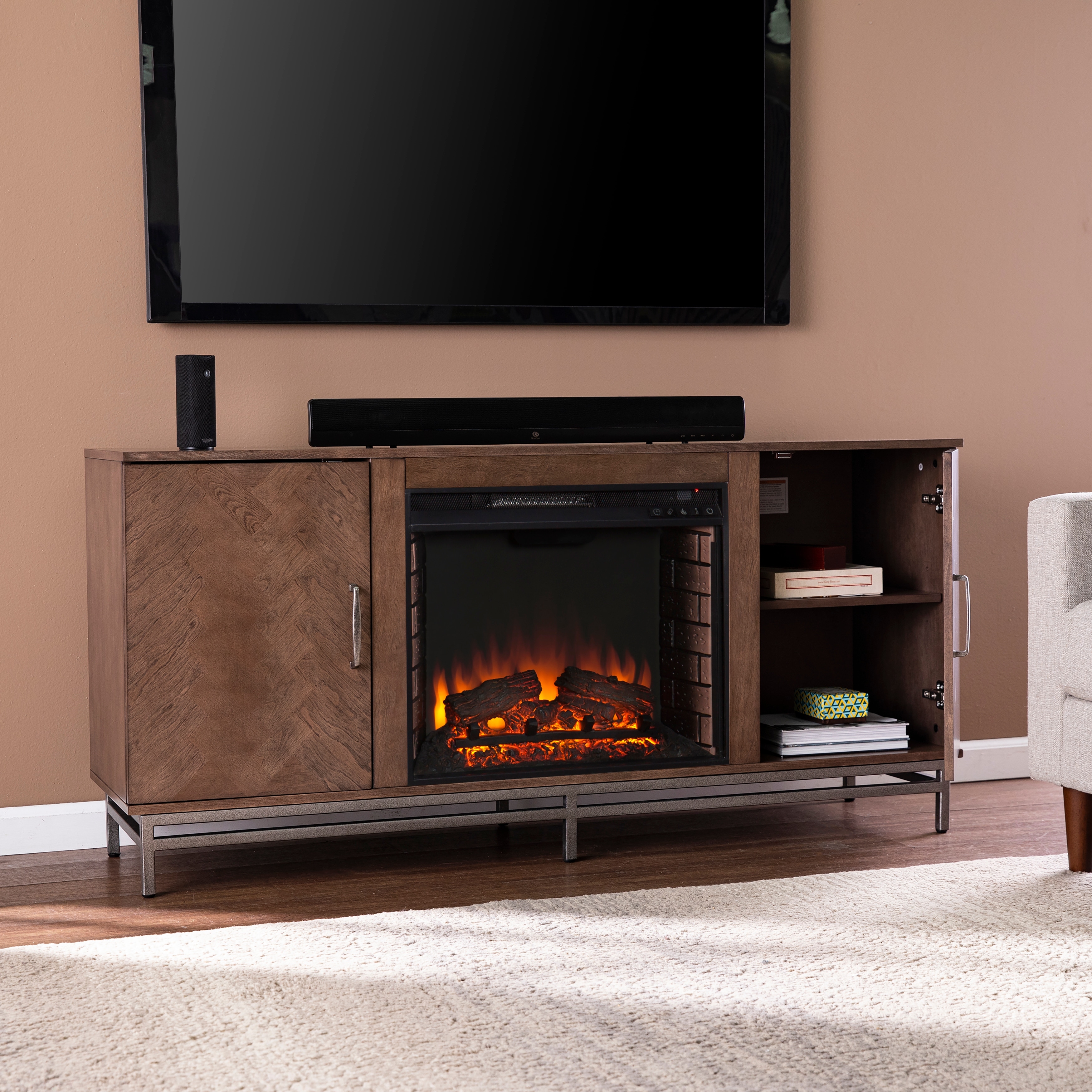 SEI Furniture Simondale Electric Fireplace w/ Media Storage - Bed Bath u0026  Beyond - 31871292