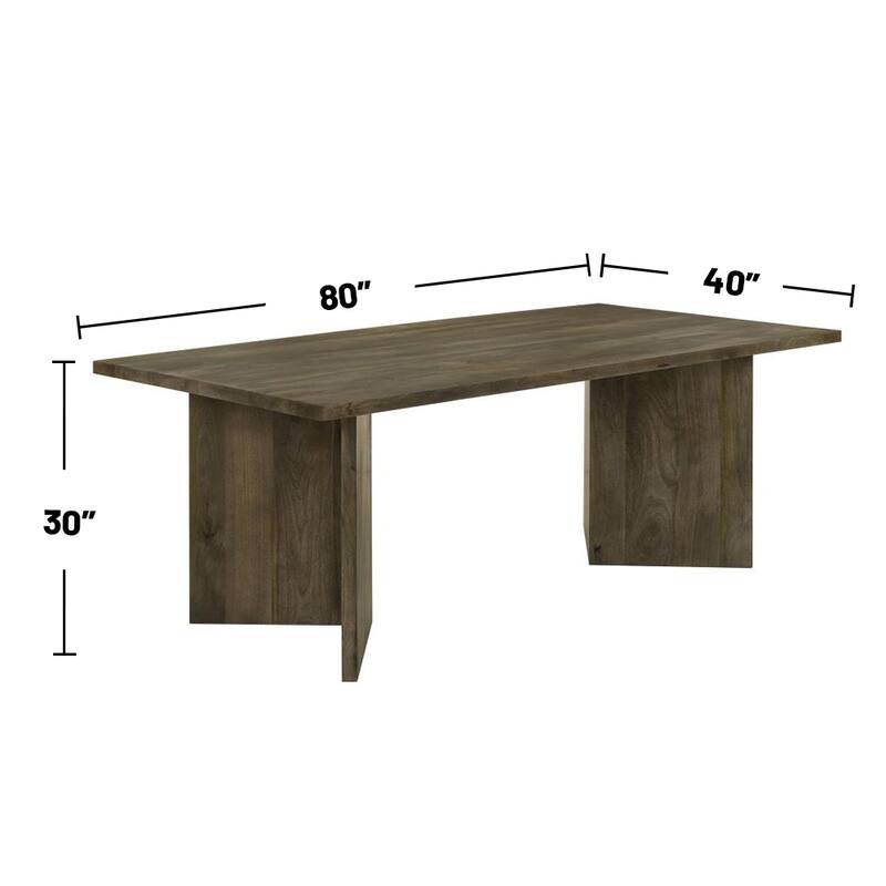 Rectangular Double V-Leg Dining Table in Mango Brown