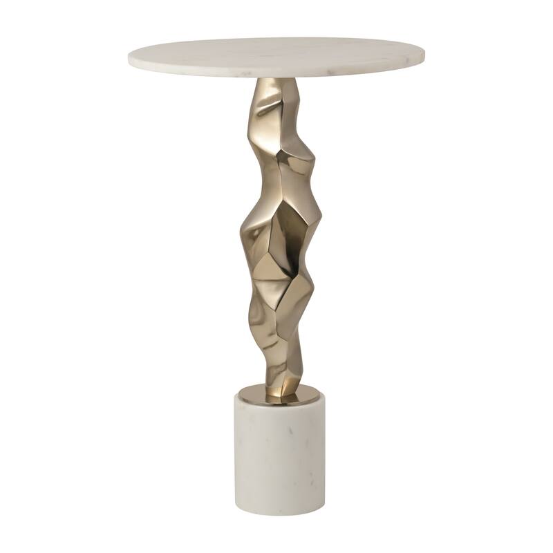 Sagebrook Home Luxurious 25" Aluminum & Marble Accent Table - 16" x 16" x 25"