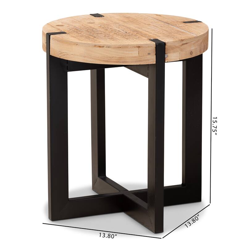 Horace Natural Brown Finished Wood and Black Finished Metal End Table