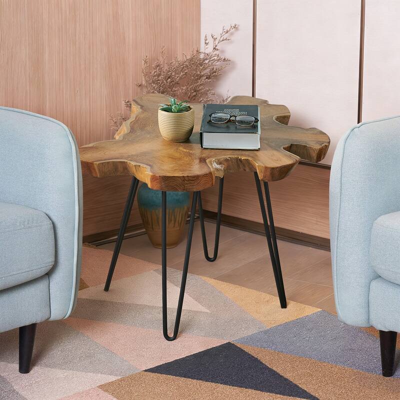 Greenage Solid Wood Teak Live Edge Natural Cut Coffee Table