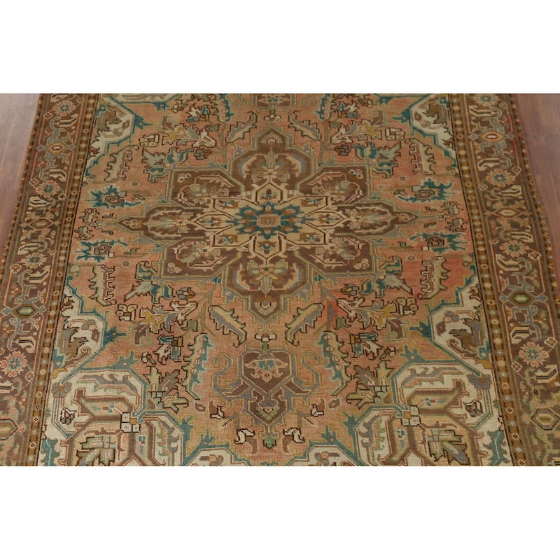 Geometric Heriz Persian Antique Area Rug Handmade Bedroom Wool Carpet - 7'7"x 10'9"