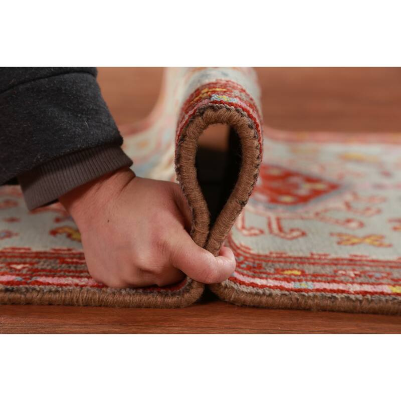 Hand Knotted Oriental 100% Wool Carpet Transitional Geometric Navy Blue & Blues Khotan Runner Rug - 10' 0'' X 2' 5''