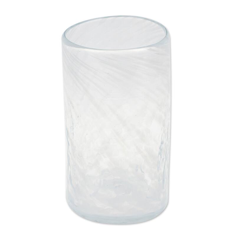 Novica Handmade Garden Relaxation In White Blown Recycled Glass Tumblers (Set Of 4)