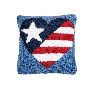8" x 8" Patriotic American Flag July Fourth Hooked Petite Throw Pillow