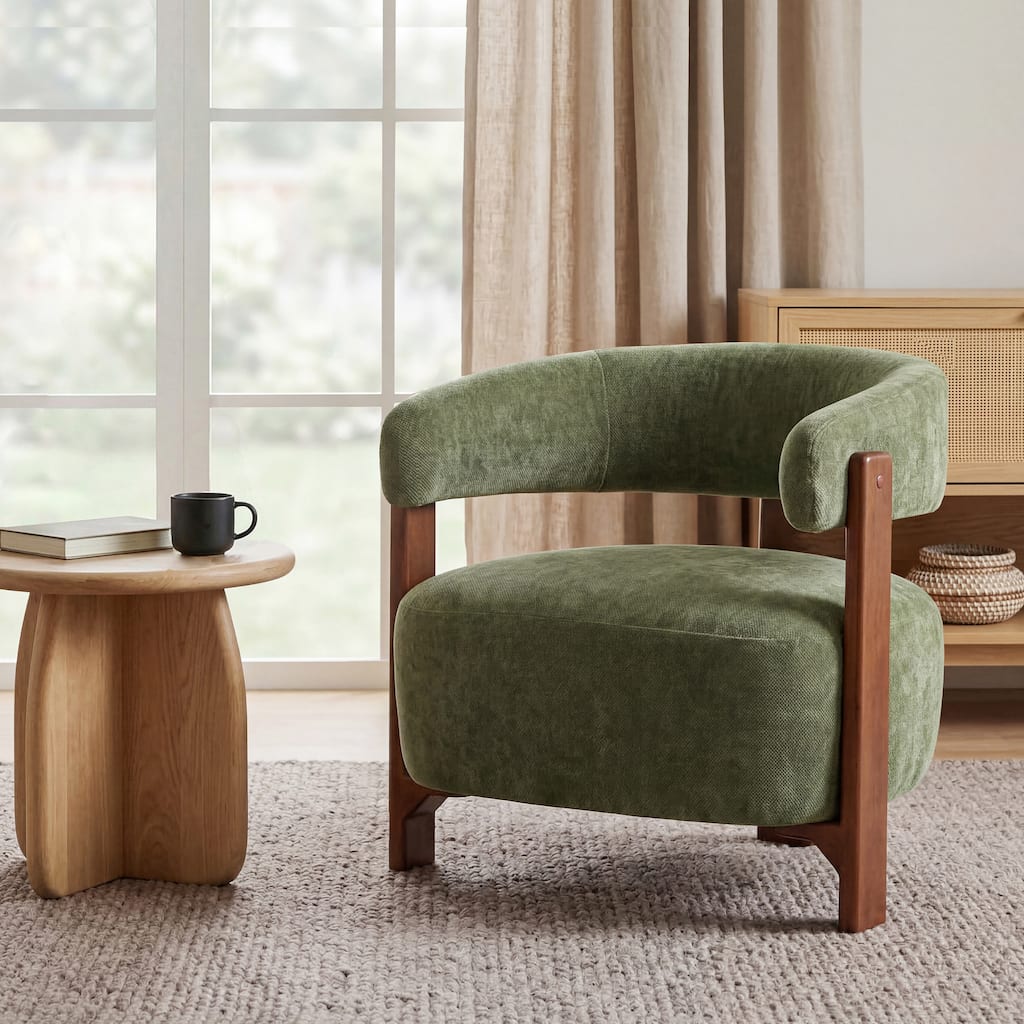 Christopher Knight Home - Accent Arm Chair Modern Upholstered Fabric Chair with Rubber Wood Legs