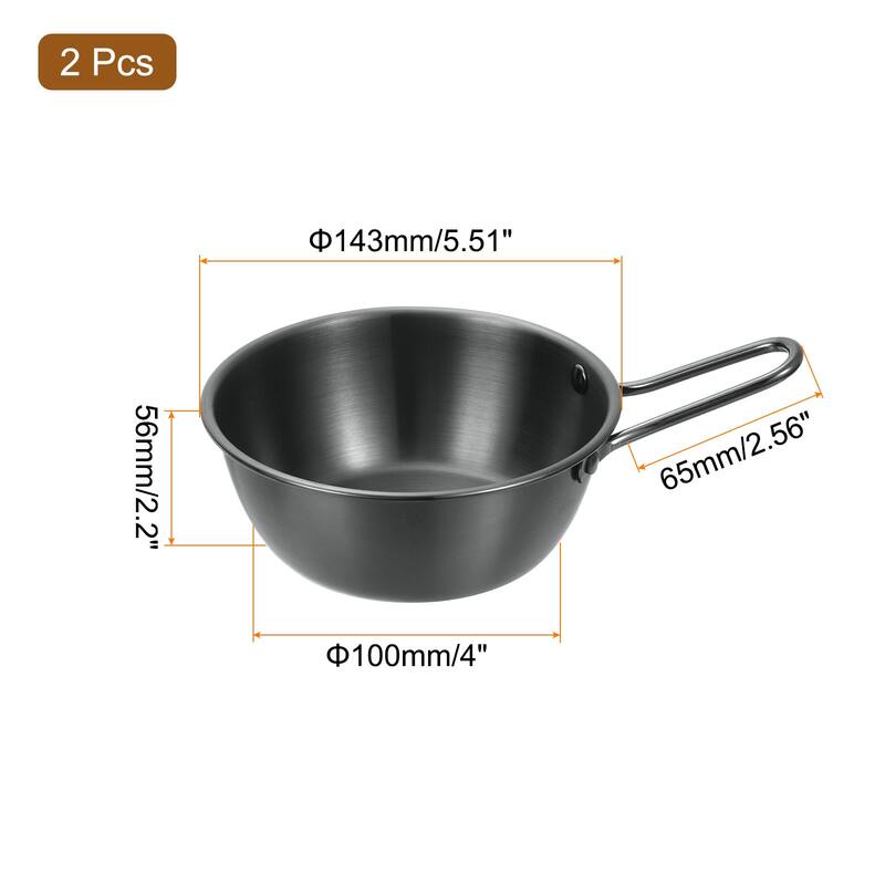 2 Pcs Korean Traditional Wine Bowls, Stainless Steel Rice Wine Cup - Black - 5.63 Inch