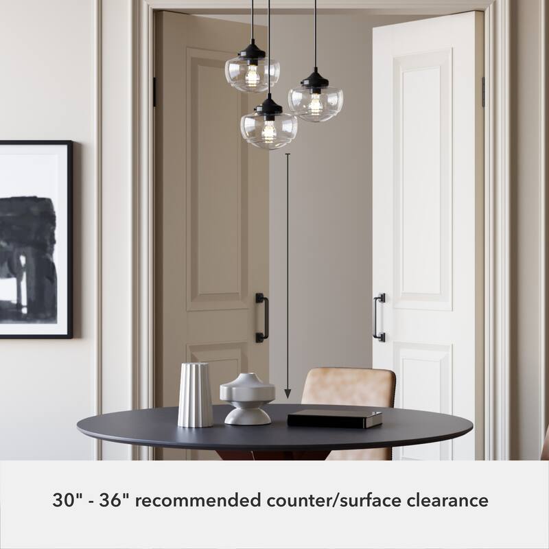 Hunter Saddle Creek 3-Light Vintage Schoolhouse Cluster Hanging Ceiling Light - Entry, Kitchen Table - Transitional