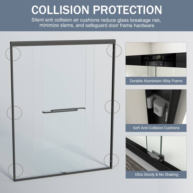 Anmytek 60x72 in Semi-frameless Double Sliding Shower Door