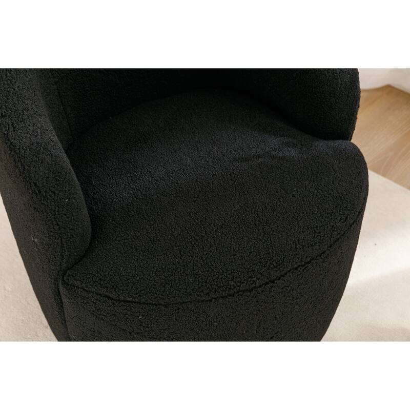 Wool Swivel Barrel Chair with 360° Rotation & Metal Base