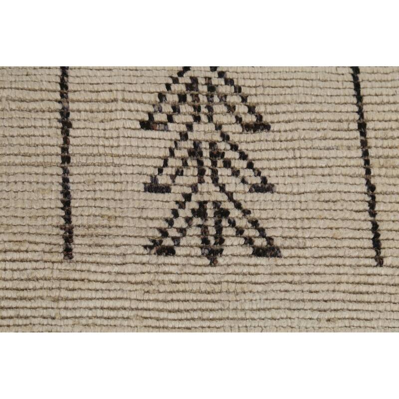 Ivory Moroccan Abstract Area Rug Handmade Wool Carpet - 5'9"x 9'10"