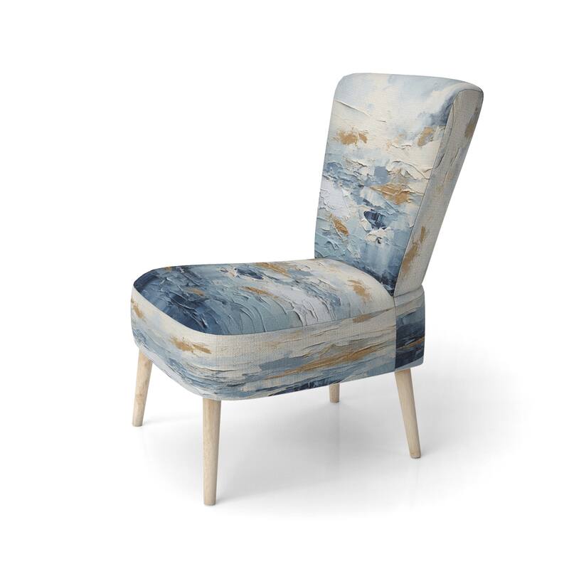 Designart "Beach Scandinavian Solitude III" Upholstered Abstract Accent Chair and Nautical & Coastal Arm Chair - Multiple Color