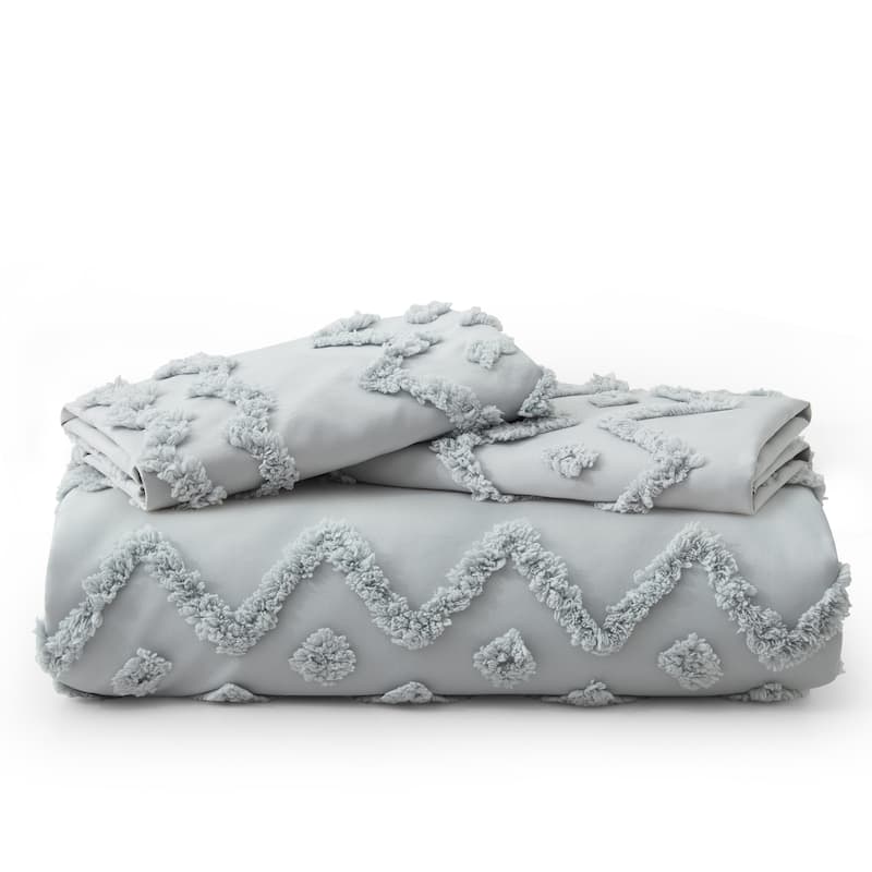 Clipped Jacquard Geometric Duvet Cover & Pillowcase Set
