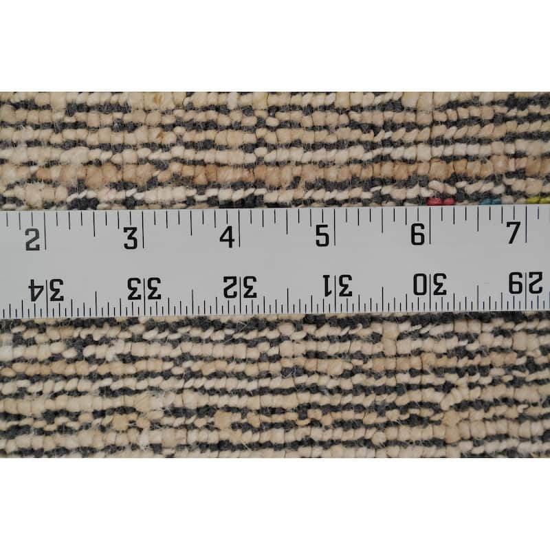 Hand Knotted Oriental Viscose Silk Carpet Tribal Animal Pictorial Beige & Ivories Gabbeh Area Rug - 11' 10'' X 8' 10''