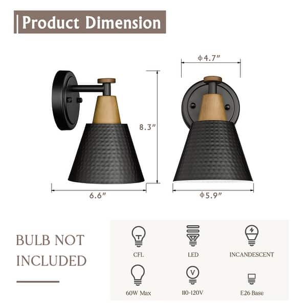 dimension image slide 0 of 6, Modern Bathroom Vanity Light, Hammered Metal Shade