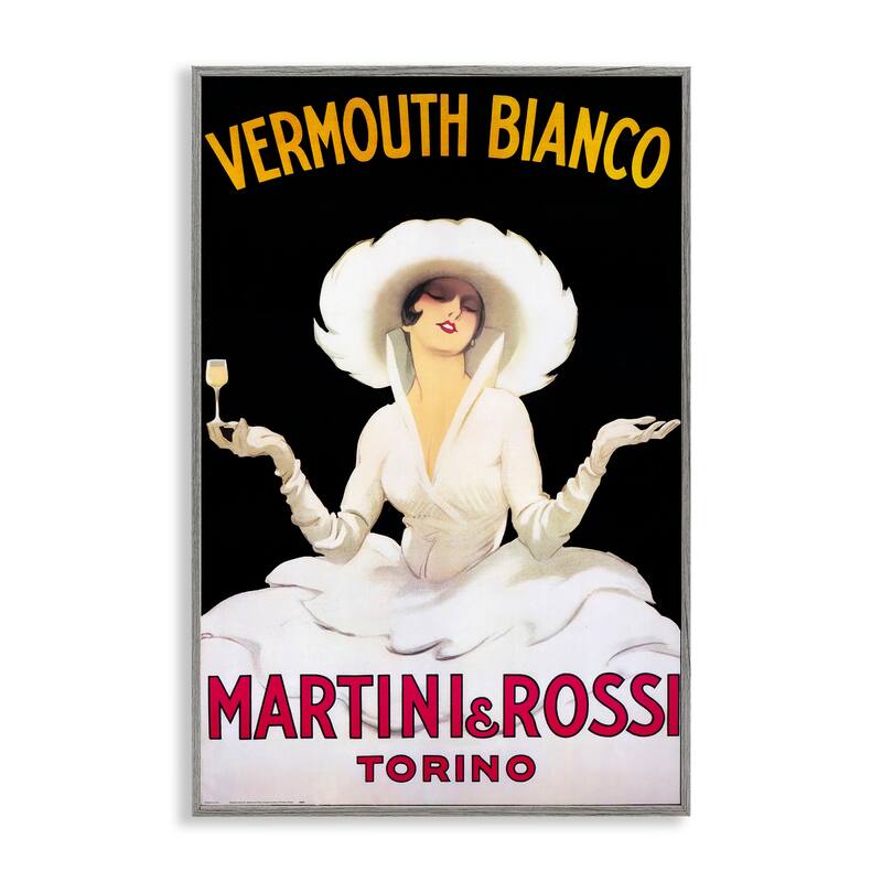 Stupell Vermouth Vintage Lady Advertisement Framed Giclee Art Design By Marcus Jules - 12 x 18 - Grey
