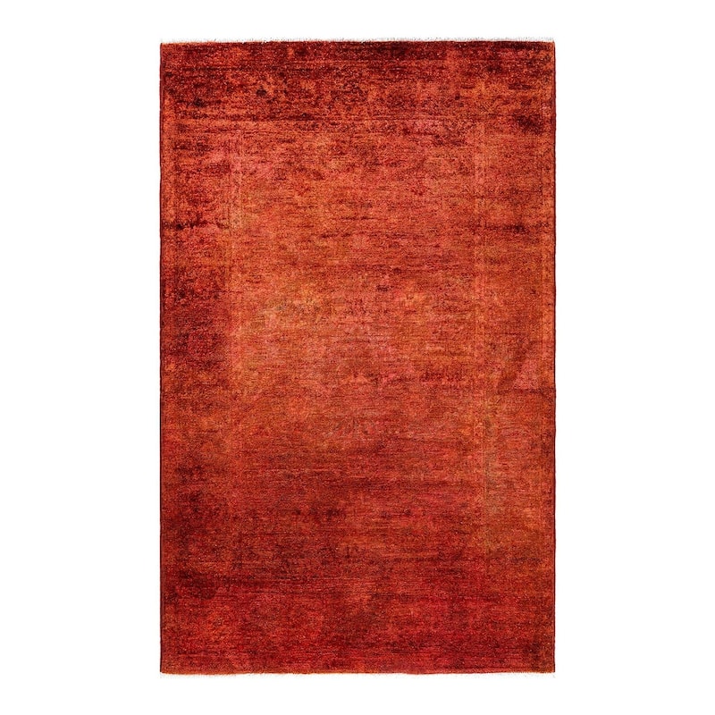 Vibrance One-of-a-Kind Hand-Knotted Area Rug - Orange, 3' 10" x 6' 3" - 3' 10" x 6' 3"