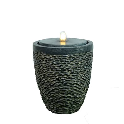 16.5" Vibrant Unique Large Stone Fountain with LED Flame Effect