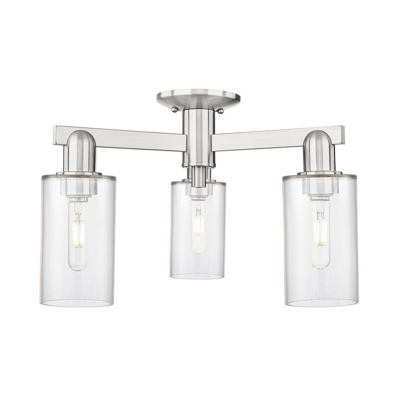Innovations Lighting Endless Possibilities Arcadia - Clymer - 3 Light 21" Semi-Flush Mount - Clear/Brushed Satin Nickel