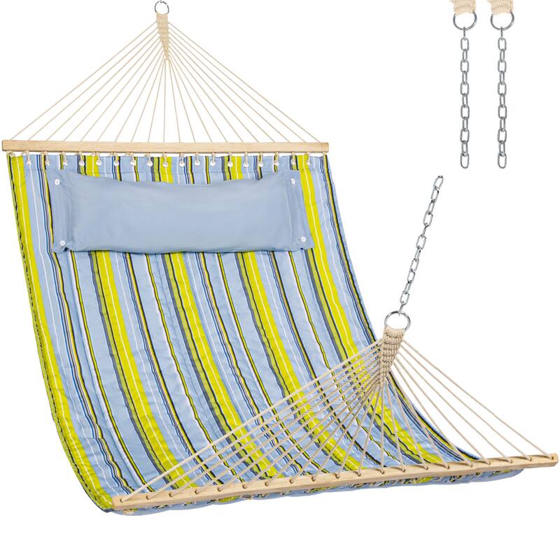 78'' Quilted 2 Person Hammock Beach Swing with Spreader Bars&Pillow - 55.1*122*1