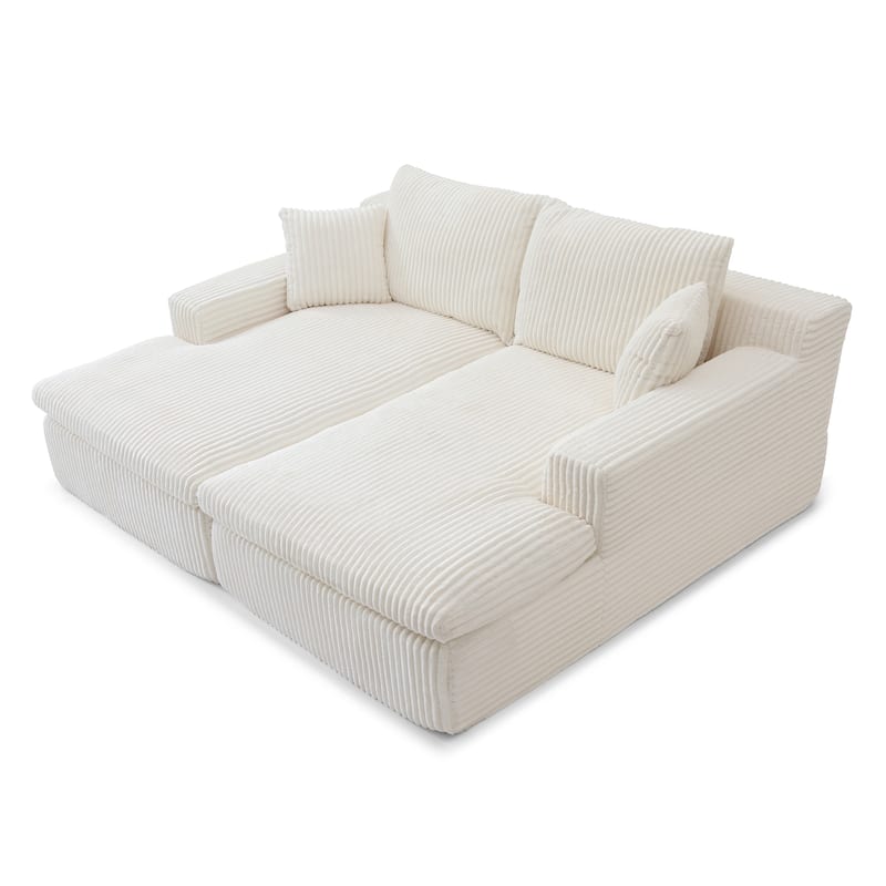 Oversized Sectional Lounge Sofa, Sleeper Sofa with Cloud Plush, Sofa Bed Loveseat Sofa for Living Room - Beige
