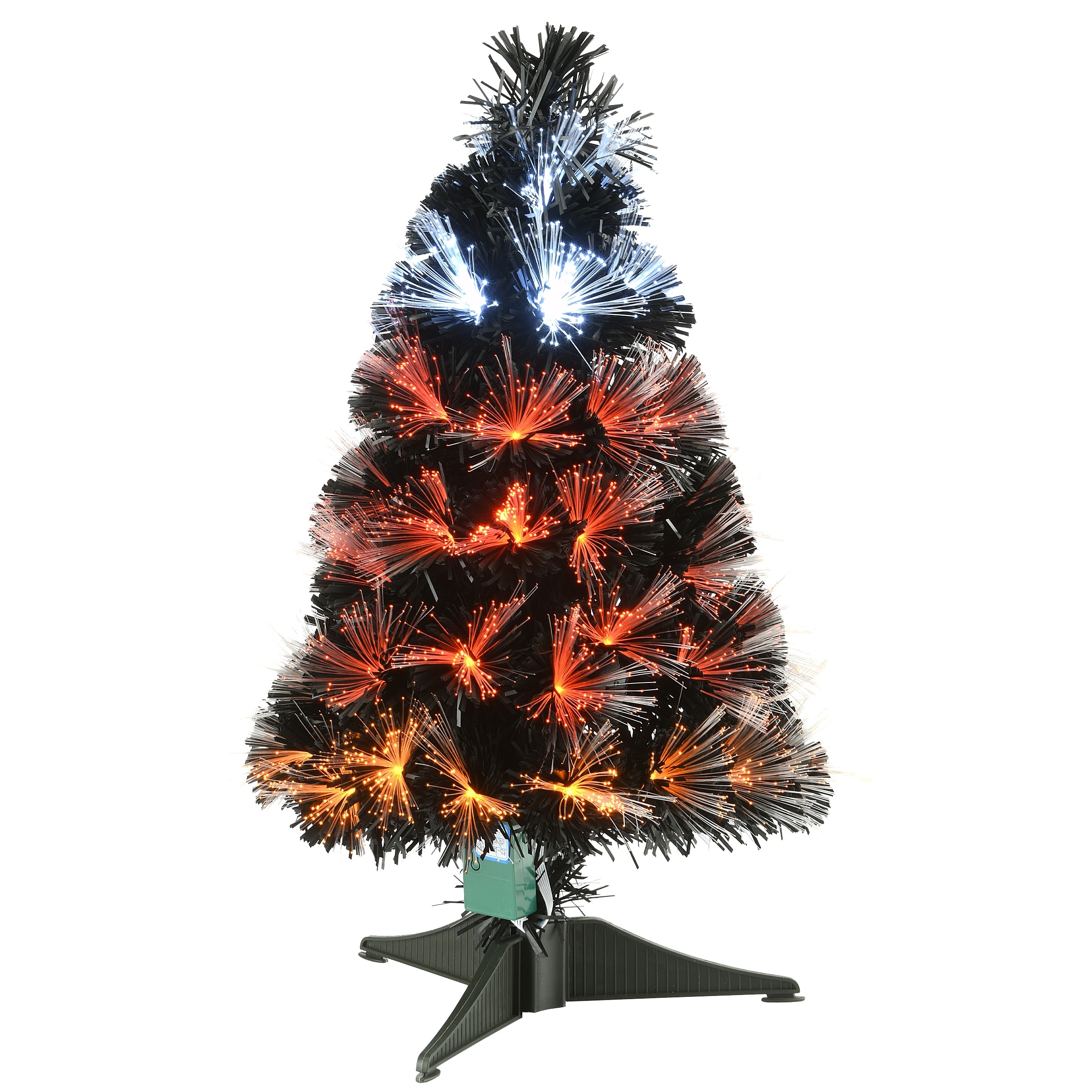 National Tree Company Halloween Pre Lit Artificial Tree Decoration, Black, Fiber Optic, Candy Corn Colored Lights, 3 Feet