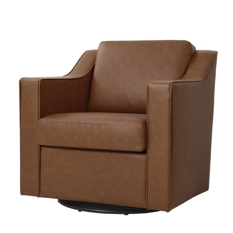 30'' W Vegan Leather/ Chenille Swivel Accent Chair